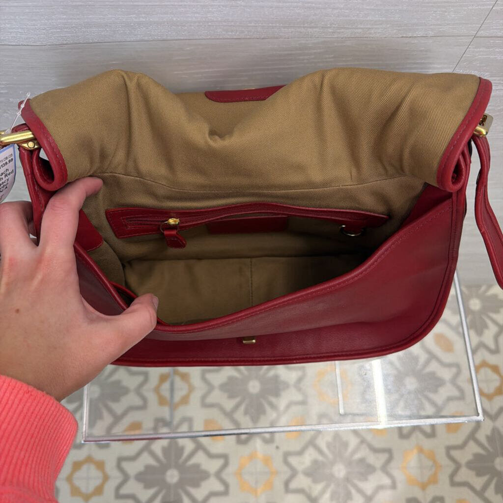 Vintage Coach Red Leather Legacy Crescent Hobo Purse