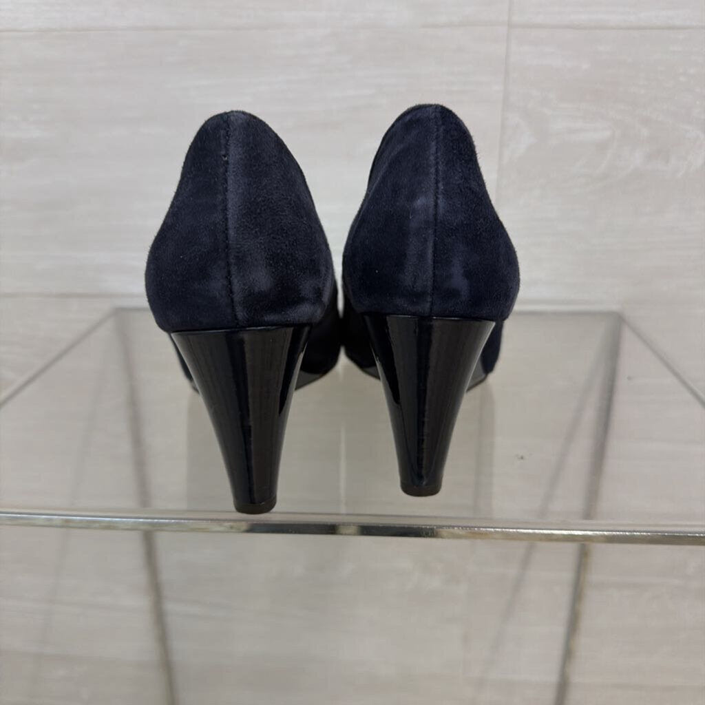 Tommy Hilfiger Navy Reda Suede Wedge Pumps 7