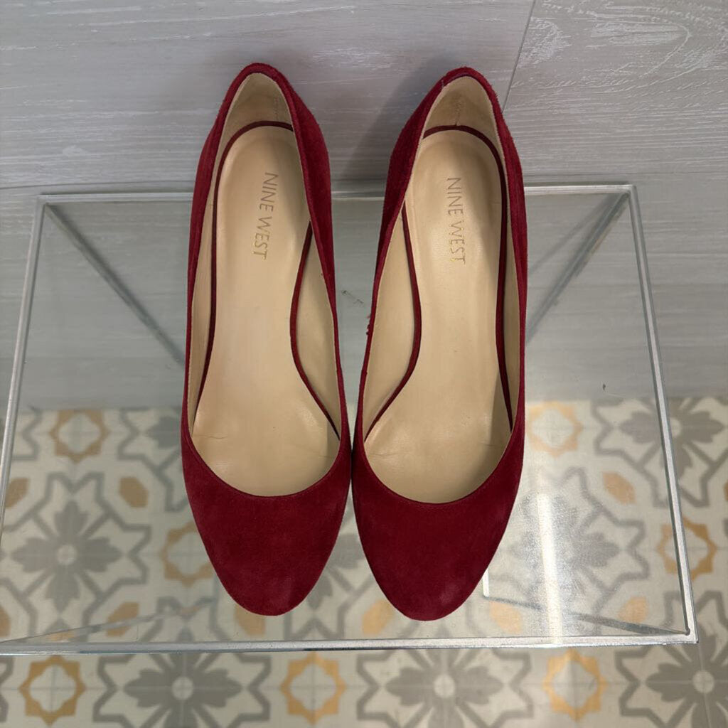 Nine West Red Suede Wedge Pumps 7