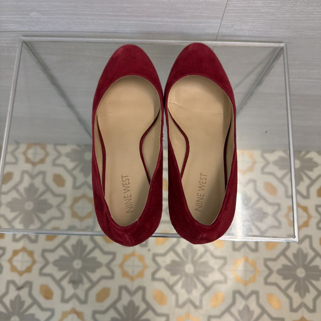 Nine West Red Suede Wedge Pumps 7