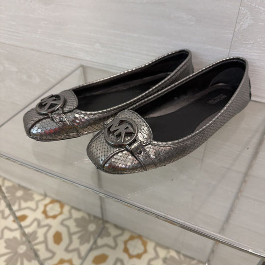 Michael Kors Metallic Grey Fulton Flats 8