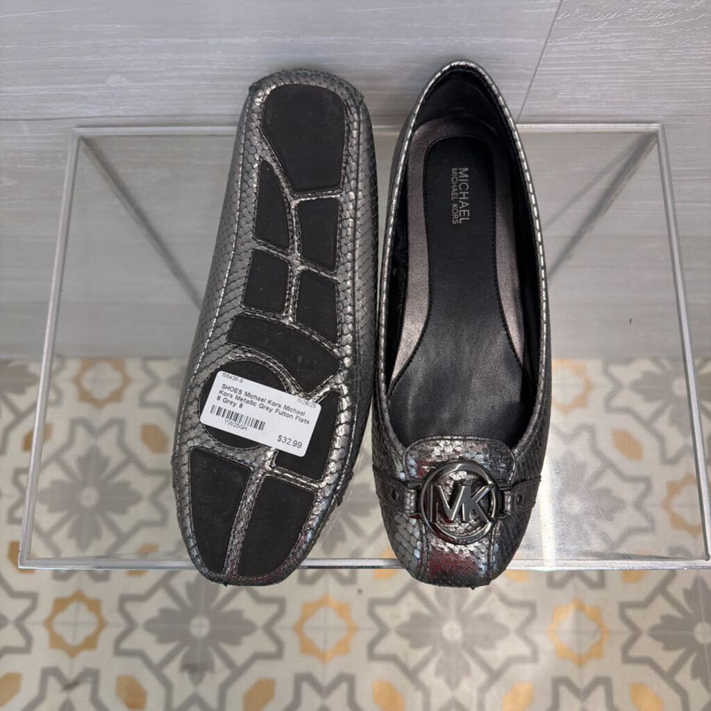 Michael Kors Metallic Grey Fulton Flats 8