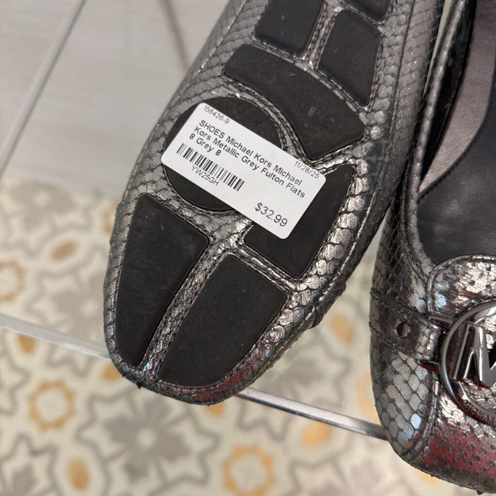 Michael Kors Metallic Grey Fulton Flats 8