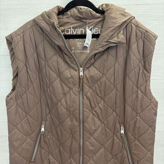 Calvin Klein Performance Brown Quilted Puffer Hooded Vest Extra Large