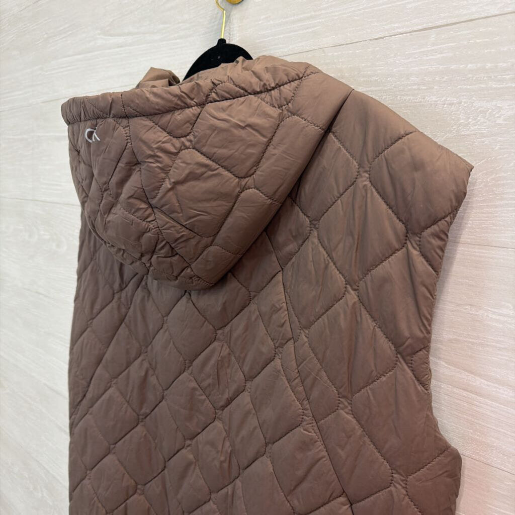 Calvin Klein Performance Brown Quilted Puffer Hooded Vest Extra Large