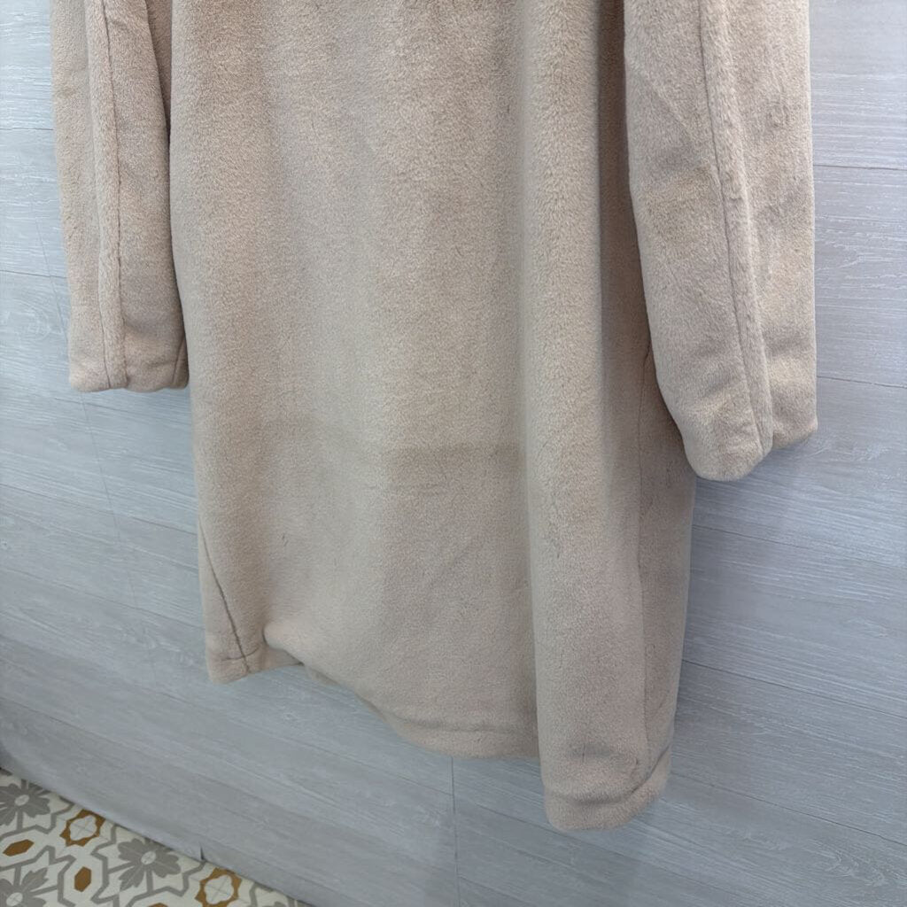 H Halston Cream Soft Faux Fur Long Jacket Extra Large