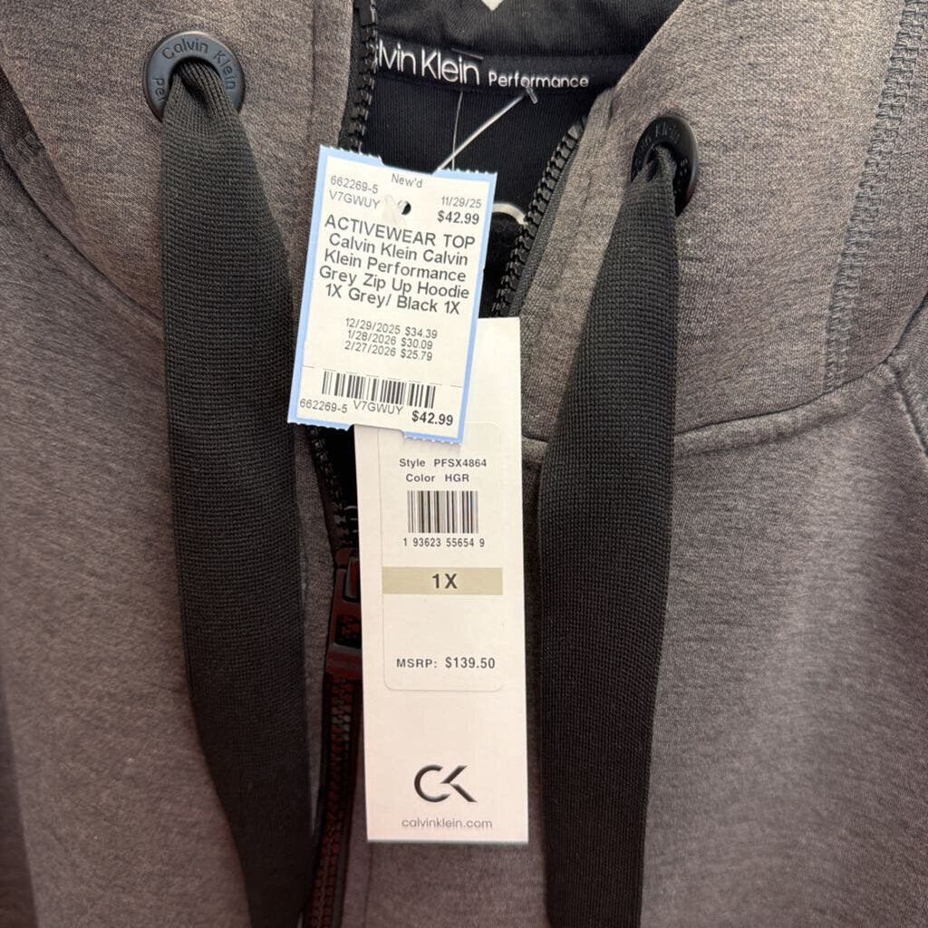 Calvin Klein Performance Grey Zip Up Hoodie 1X