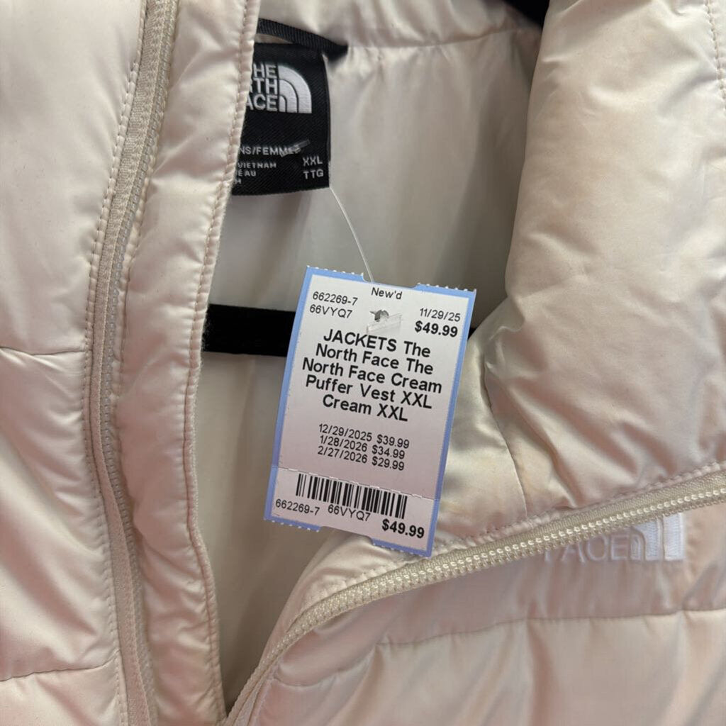 The North Face Cream Puffer Vest XXL
