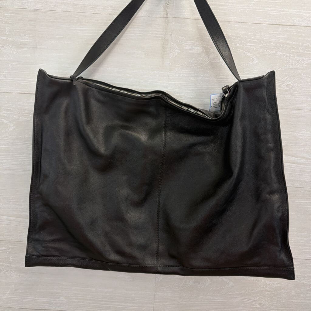 Black Leather Shoulder Tote Purse