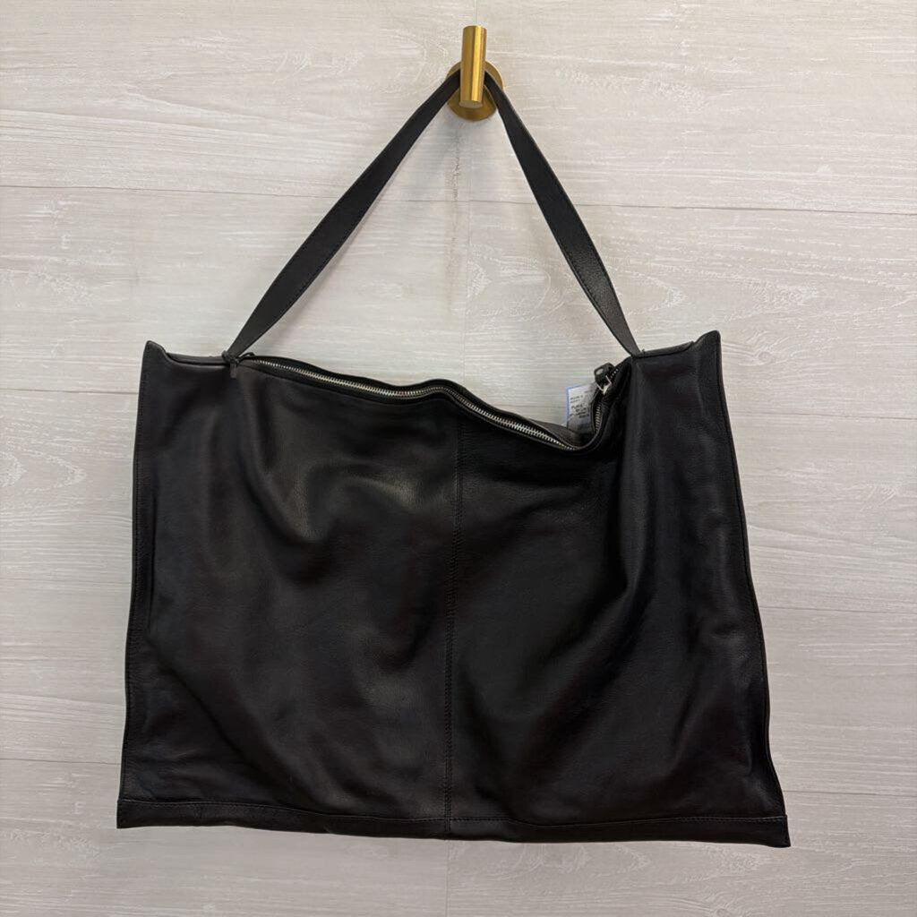 Black Leather Shoulder Tote Purse