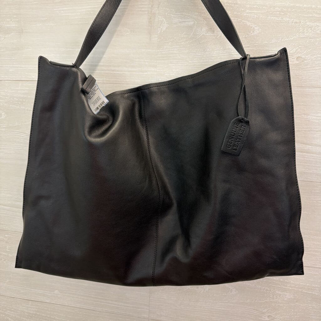 Black Leather Shoulder Tote Purse