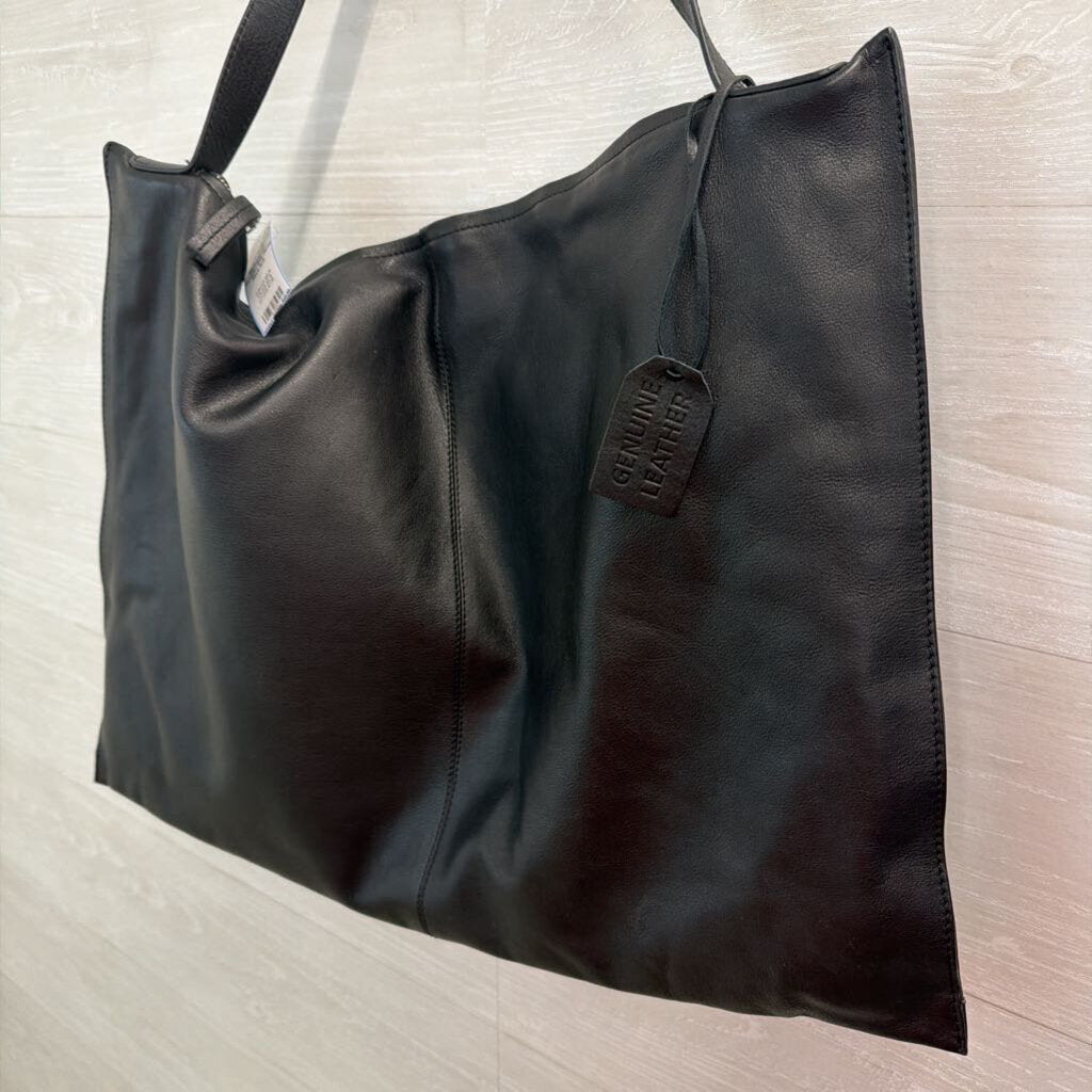 Black Leather Shoulder Tote Purse