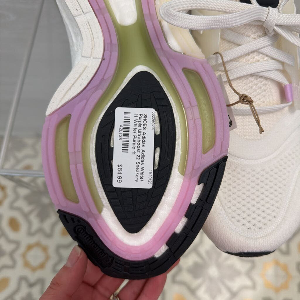 Adidas White/ Purple Ultraboost 22 Sneakers 11