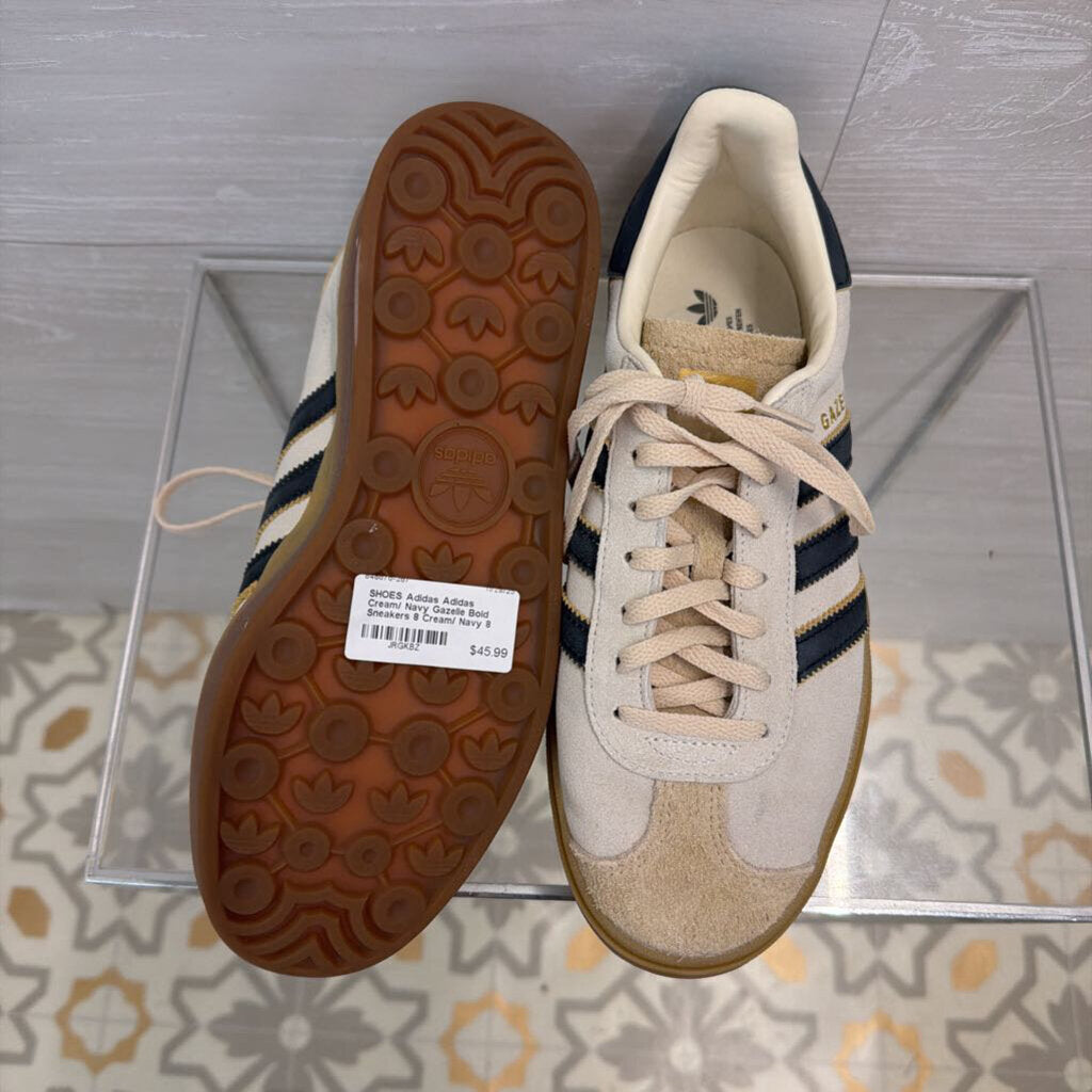 Adidas Cream/ Navy Gazelle Bold Sneakers 8