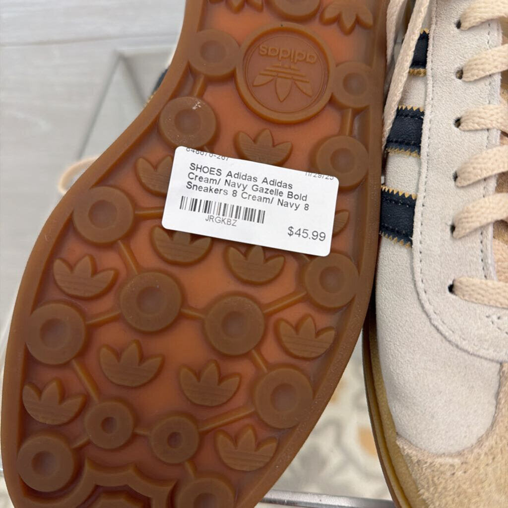 Adidas Cream/ Navy Gazelle Bold Sneakers 8