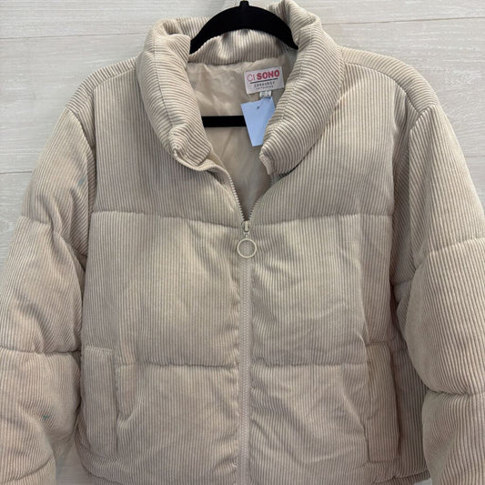 Ci Sono Beige Soft Corduroy Cropped Puffer Jacket Large