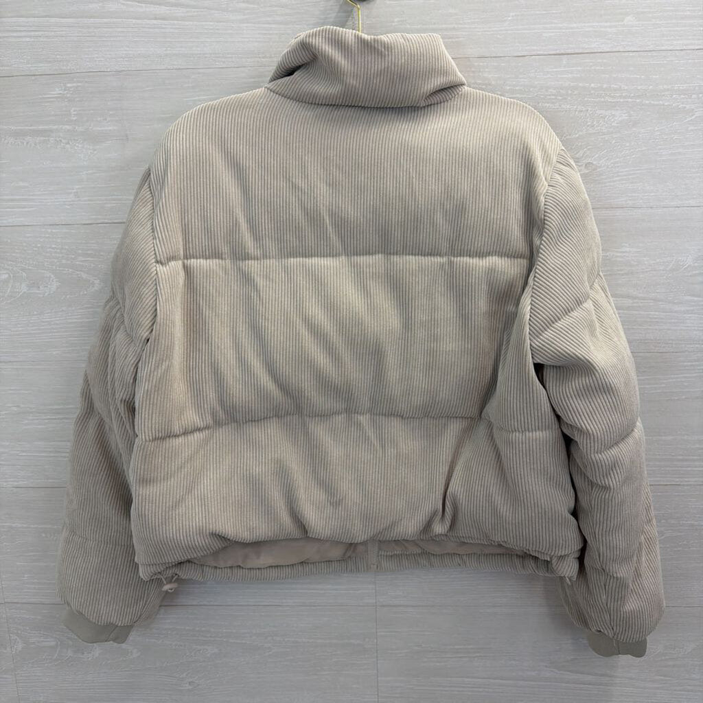 Ci Sono Beige Soft Corduroy Cropped Puffer Jacket Large