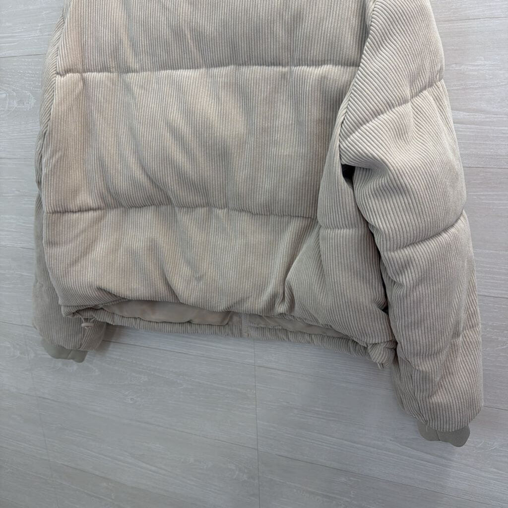 Ci Sono Beige Soft Corduroy Cropped Puffer Jacket Large
