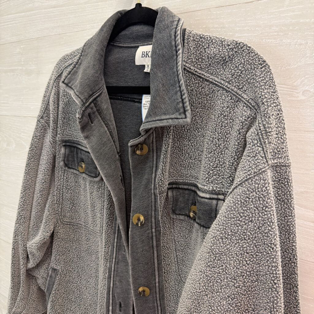 BKE Blue Textured Long Sleeve Button Down Top Medium