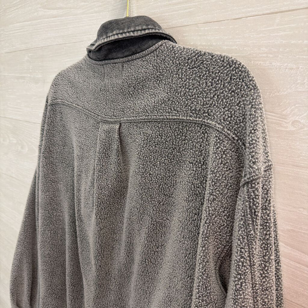 BKE Blue Textured Long Sleeve Button Down Top Medium