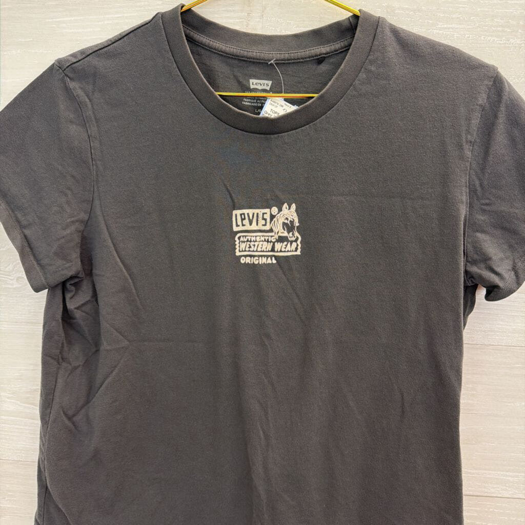 Levi Grey Western Wear Short Sleeve Graphic Tee Large