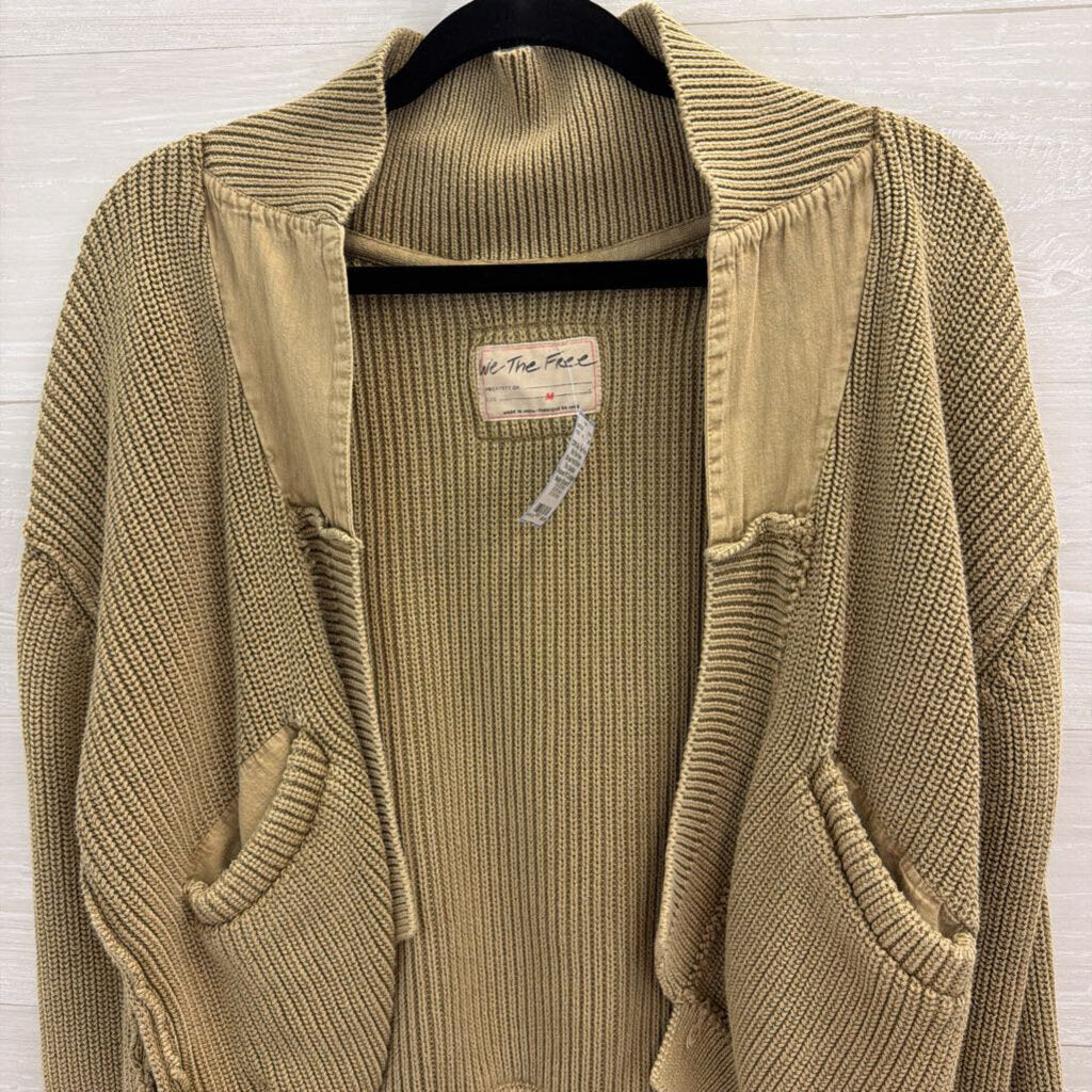 We The Free Brown Knit Worn Thru Surplus Relaxed Fit Cardigan Medium