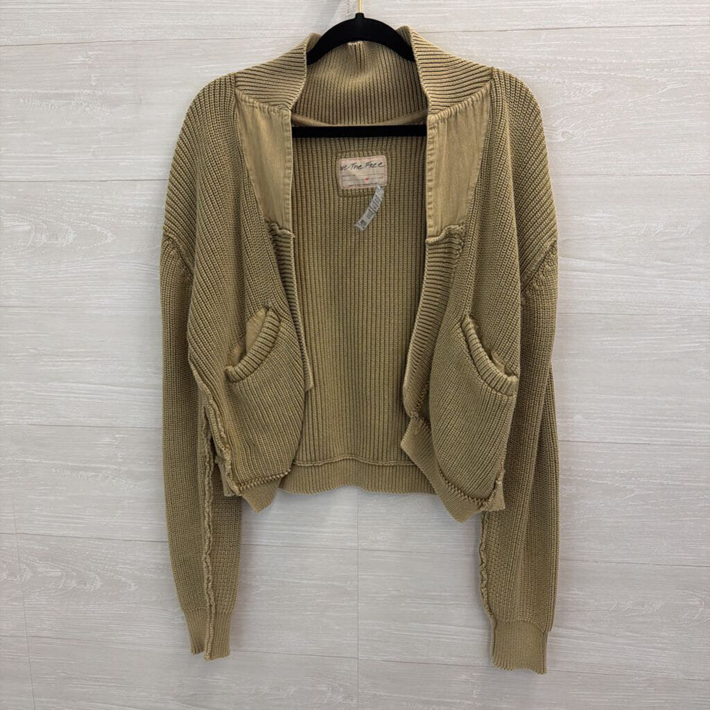 We The Free Brown Knit Worn Thru Surplus Relaxed Fit Cardigan Medium