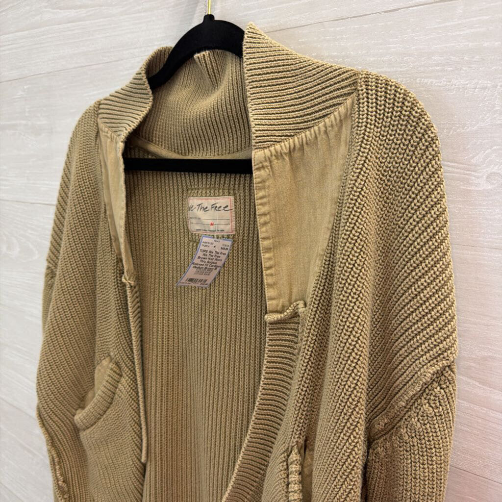 We The Free Brown Knit Worn Thru Surplus Relaxed Fit Cardigan Medium