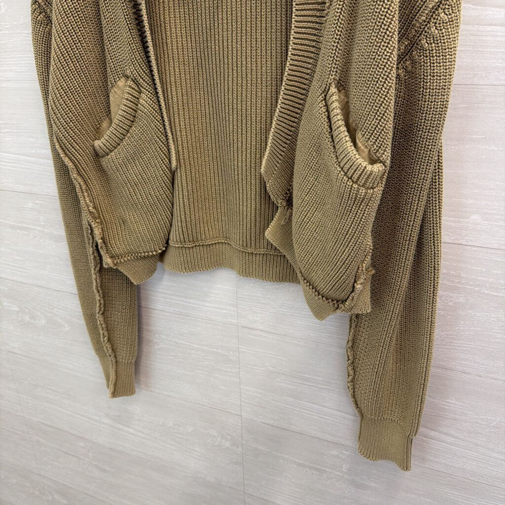 We The Free Brown Knit Worn Thru Surplus Relaxed Fit Cardigan Medium