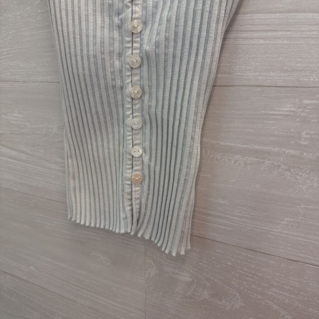 Free People Blue Ribbed Button Front Sleeveless Top Small