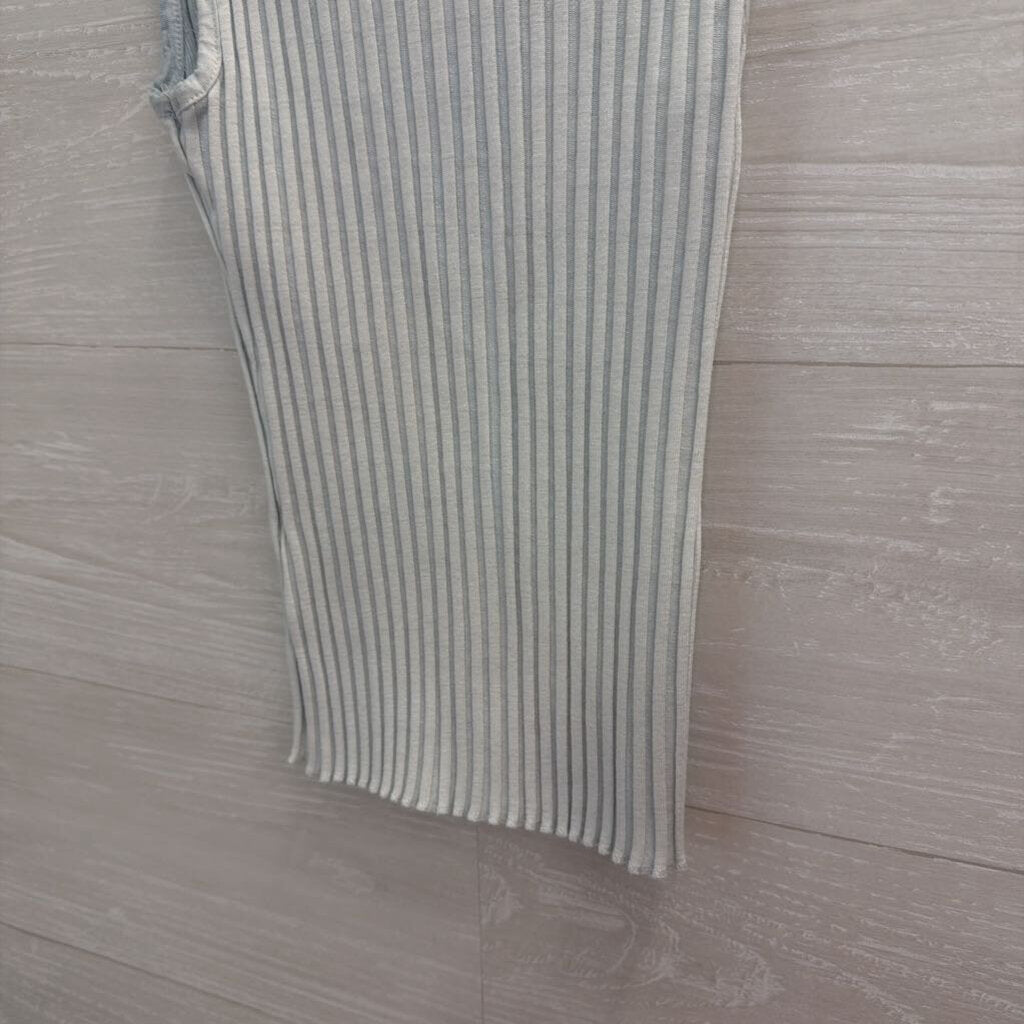 Free People Blue Ribbed Button Front Sleeveless Top Small