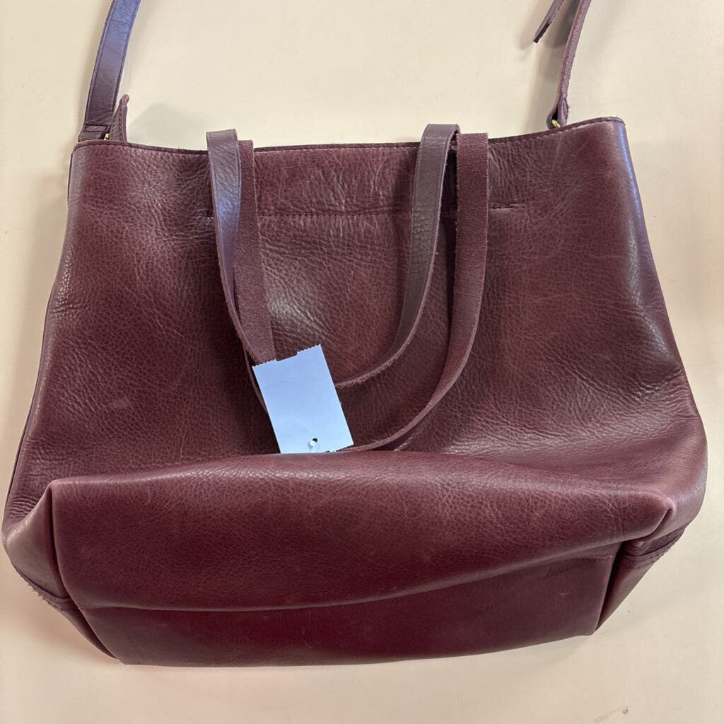 Madewell Burgundy Leather The Zip Top Medium Transport Tote Purse
