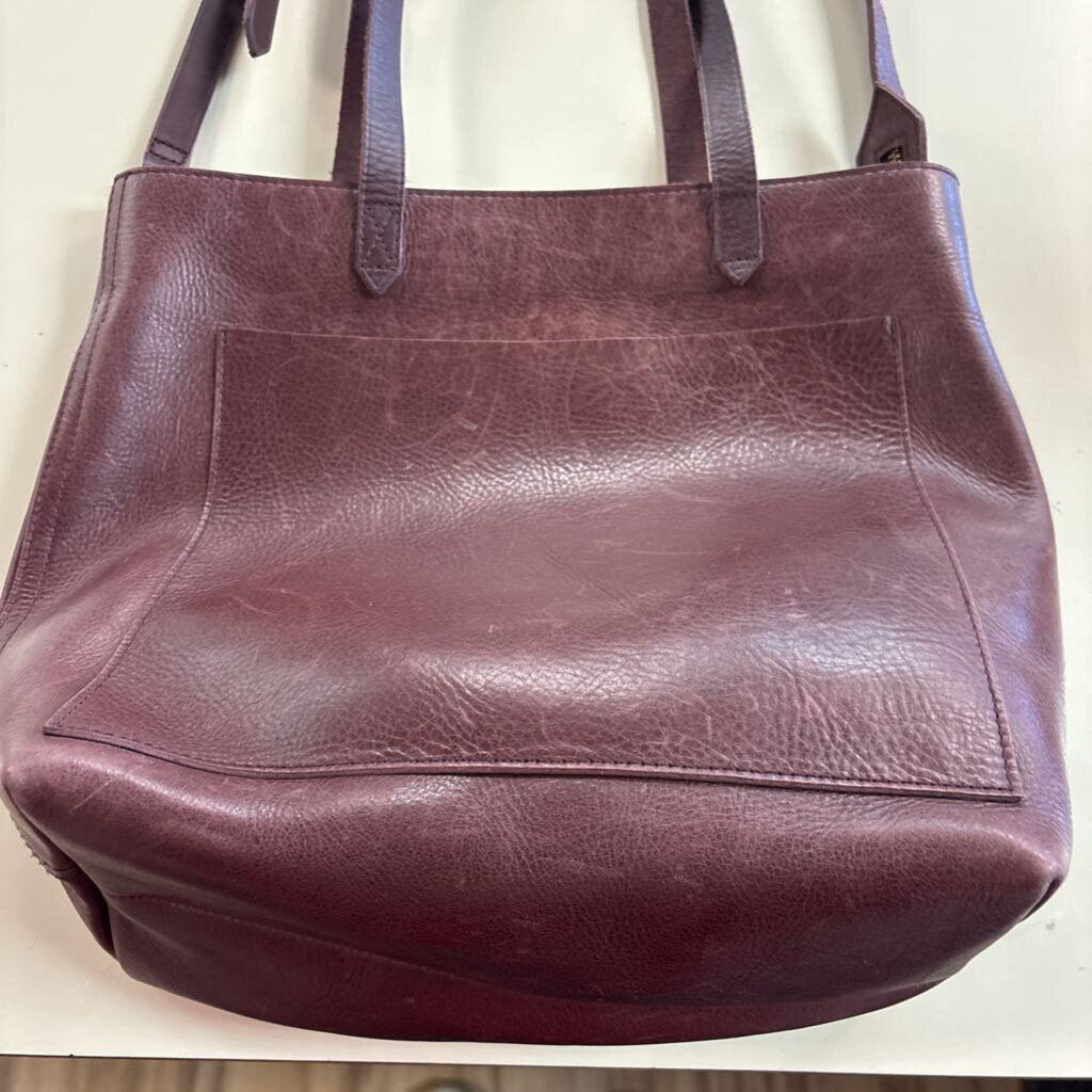 Madewell Burgundy Leather The Zip Top Medium Transport Tote Purse
