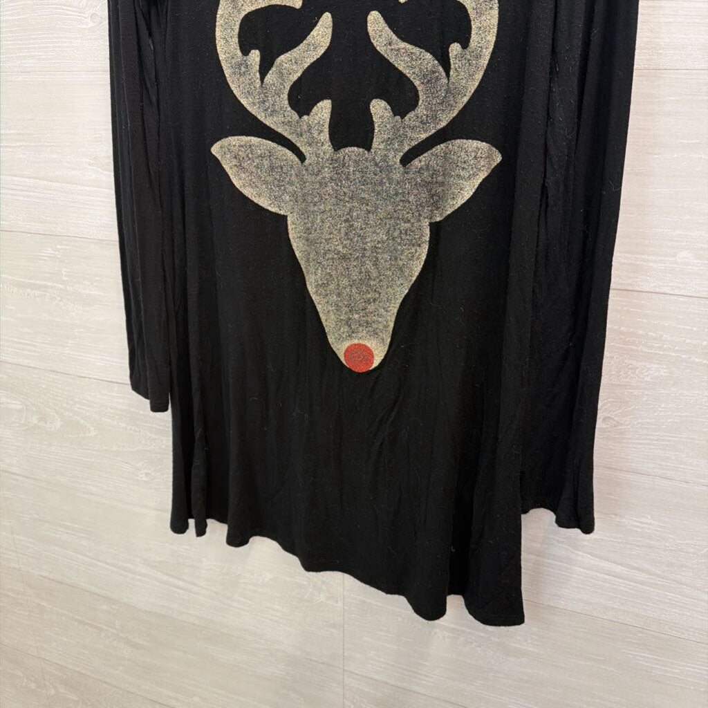 Mon Ami Black/ Silver Reindeer Long Sleeve Top Small