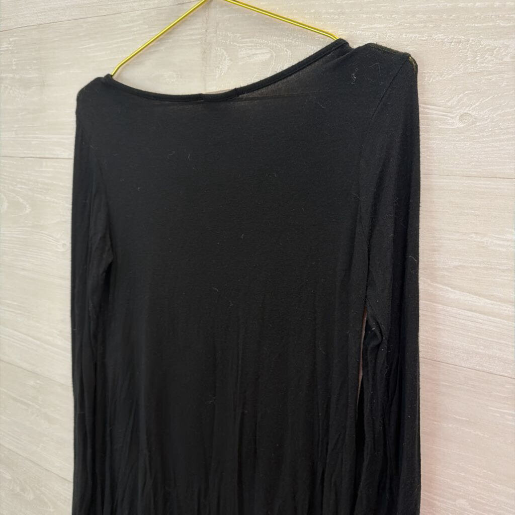 Mon Ami Black/ Silver Reindeer Long Sleeve Top Small