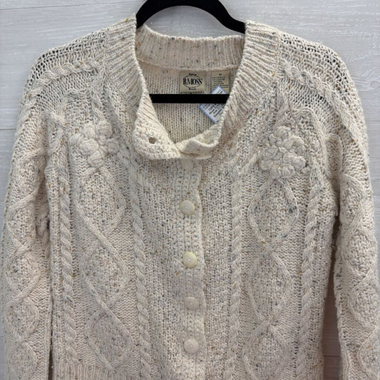 B Moss Cream Cable Knit Cardigan Sweater Medium