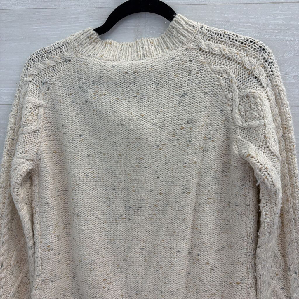 B Moss Cream Cable Knit Cardigan Sweater Medium