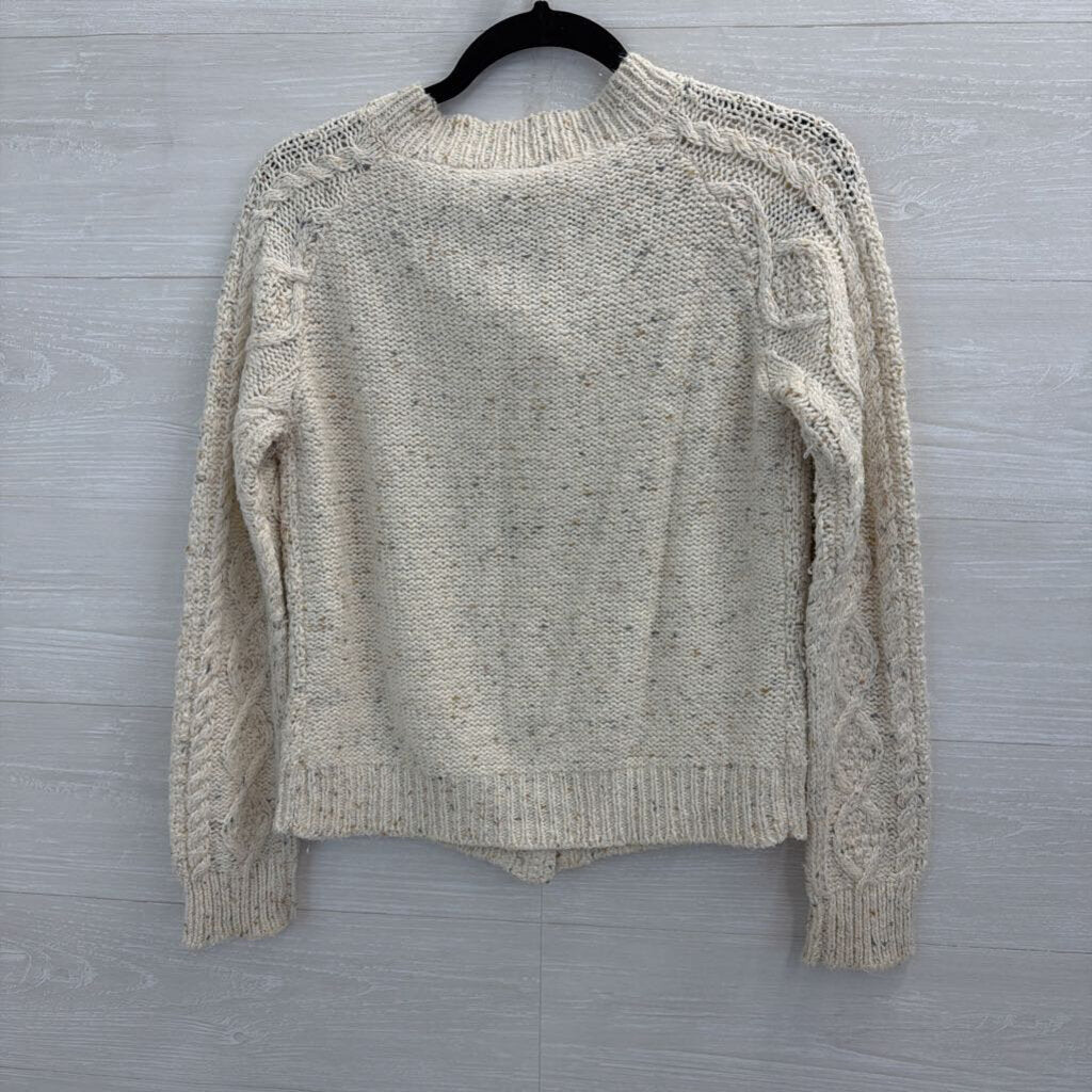 B Moss Cream Cable Knit Cardigan Sweater Medium