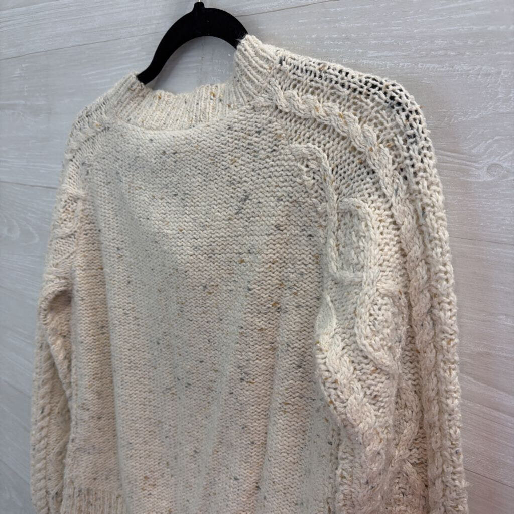 B Moss Cream Cable Knit Cardigan Sweater Medium