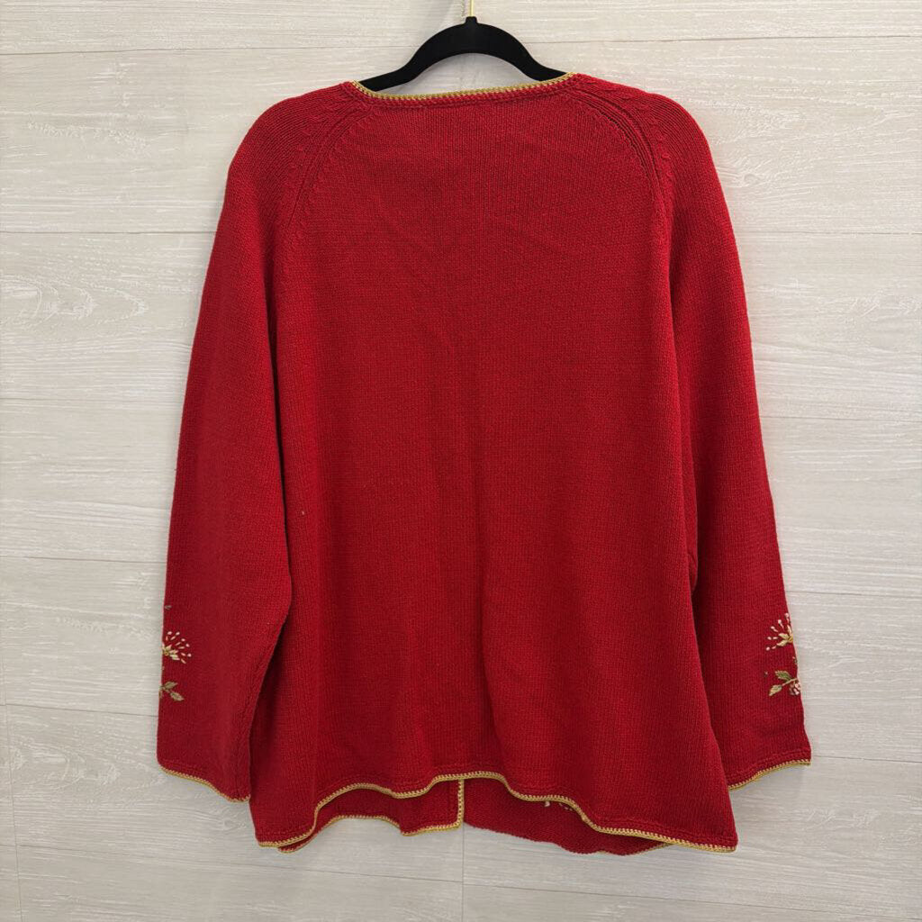 Carolina Colours Red Embroidered Cardigan Sweater 20