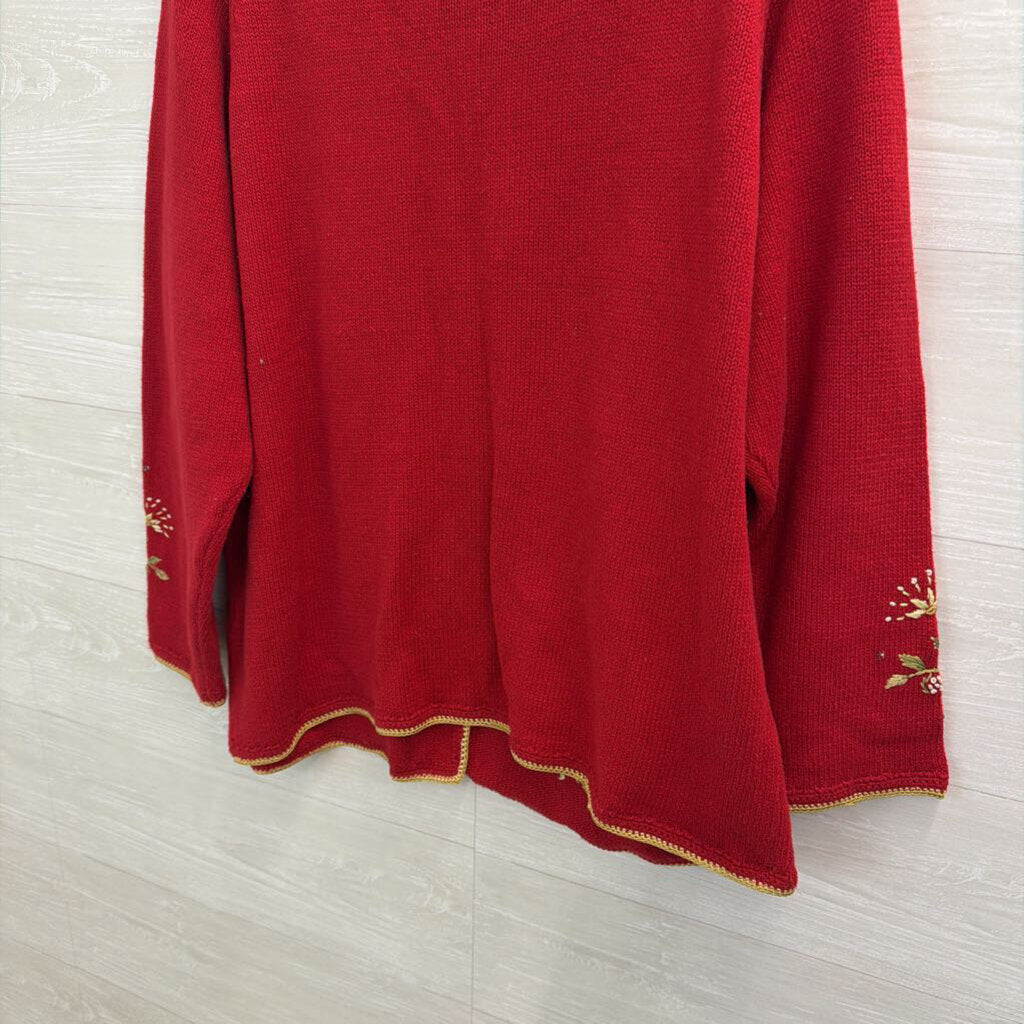 Carolina Colours Red Embroidered Cardigan Sweater 20