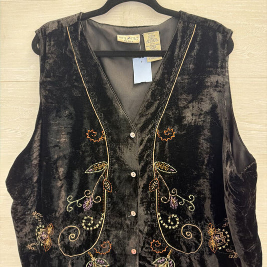 White Stag Black Velvet Embroidered Vest Top 22/24W