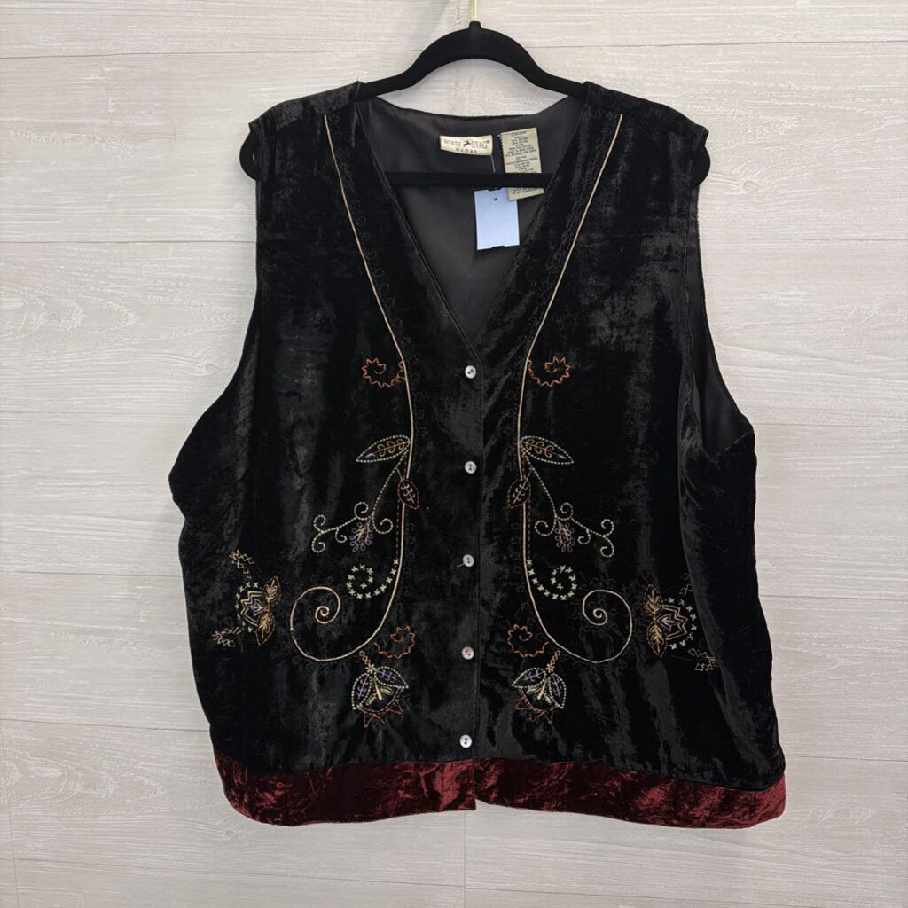 White Stag Black Velvet Embroidered Vest Top 22/24W