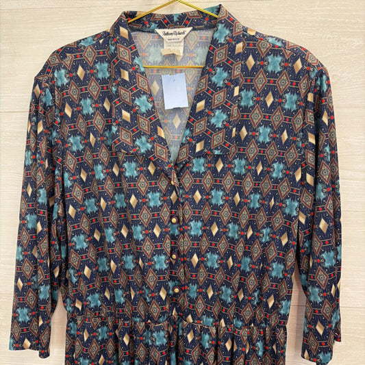 Vintage Anthony Richards Blue/ Multi Print Maxi Dress 22W