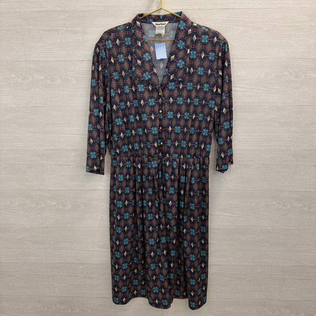Vintage Anthony Richards Blue/ Multi Print Maxi Dress 22W