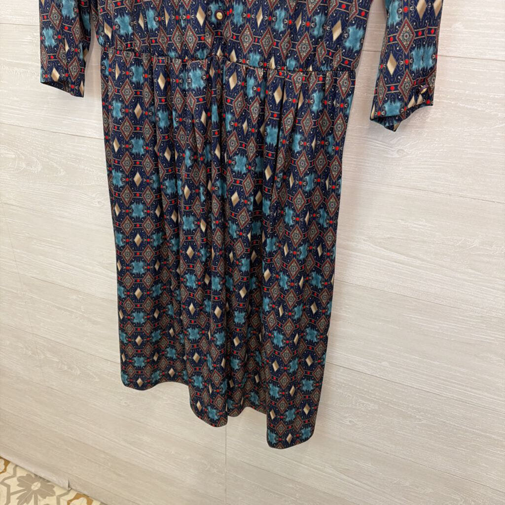 Vintage Anthony Richards Blue/ Multi Print Maxi Dress 22W