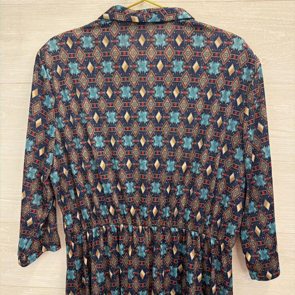 Vintage Anthony Richards Blue/ Multi Print Maxi Dress 22W