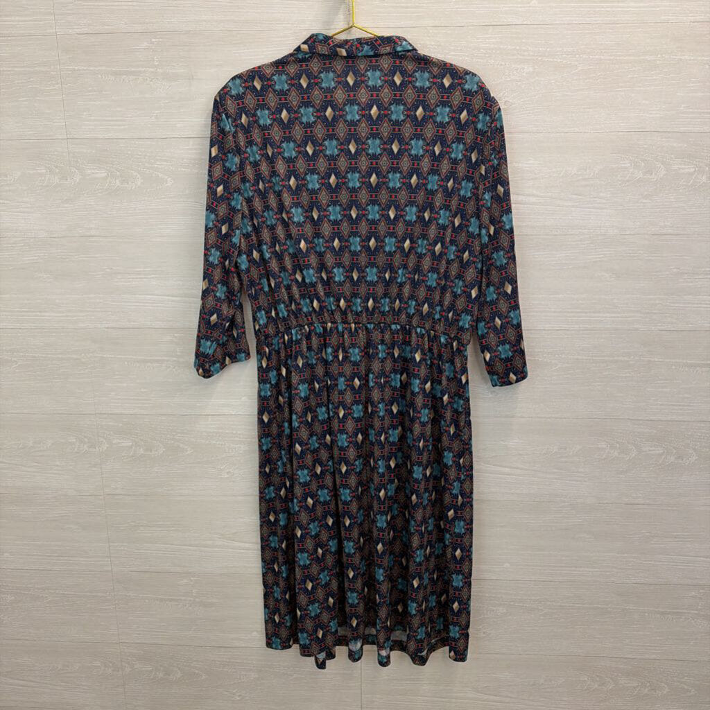 Vintage Anthony Richards Blue/ Multi Print Maxi Dress 22W