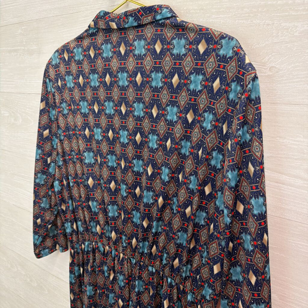 Vintage Anthony Richards Blue/ Multi Print Maxi Dress 22W