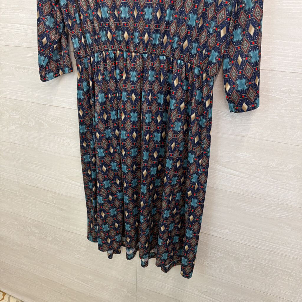 Vintage Anthony Richards Blue/ Multi Print Maxi Dress 22W